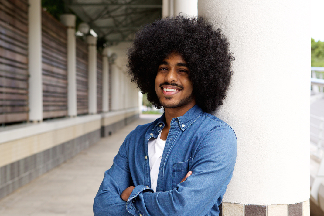 Smiling Black Man with Afro